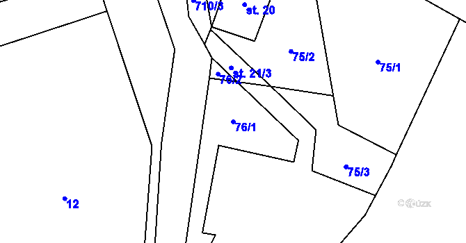 Parcela st. 76/1 v KÚ Vrbka u Roudníčku, Katastrální mapa