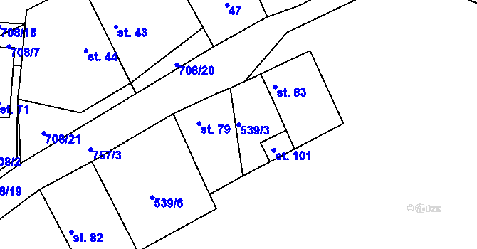 Parcela st. 539/3 v KÚ Vrbka u Roudníčku, Katastrální mapa