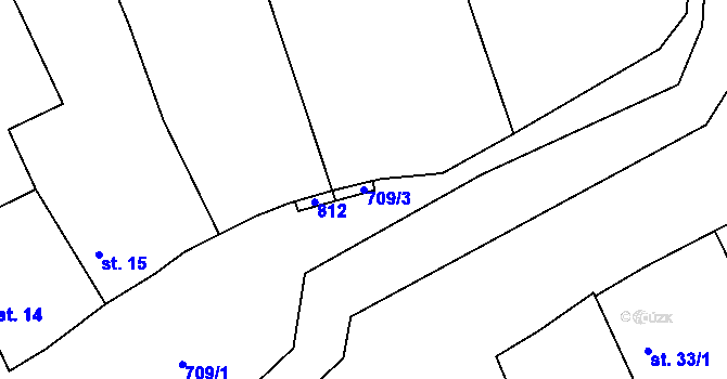 Parcela st. 709/3 v KÚ Vrbka u Roudníčku, Katastrální mapa