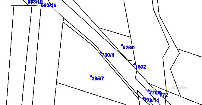 Parcela st. 730/1 v KÚ Vrbka u Roudníčku, Katastrální mapa