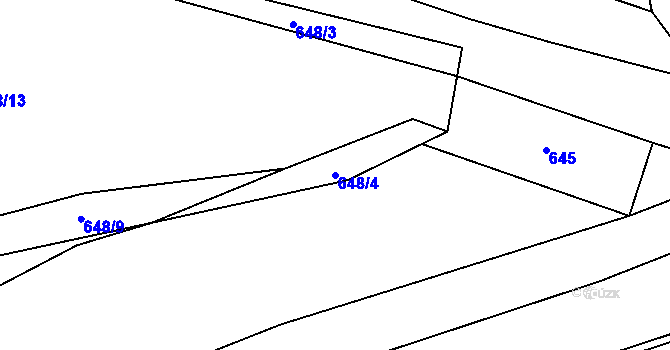 Parcela st. 648/4 v KÚ Vrbka u Roudníčku, Katastrální mapa