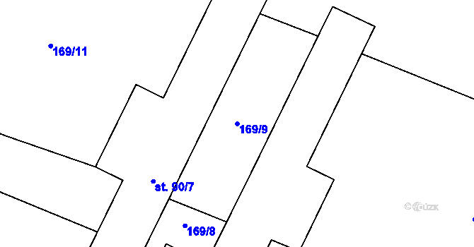 Parcela st. 169/9 v KÚ Vrbka u Roudníčku, Katastrální mapa