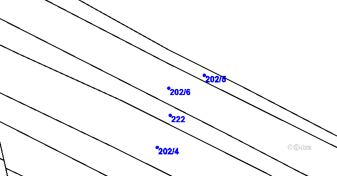 Parcela st. 202/6 v KÚ Vrbka u Roudníčku, Katastrální mapa