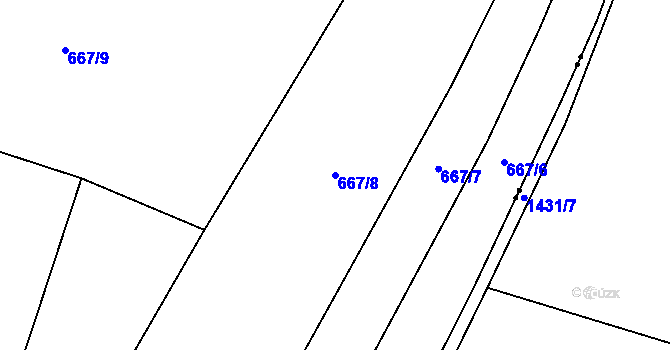 Parcela st. 667/8 v KÚ Vrbka u Roudníčku, Katastrální mapa