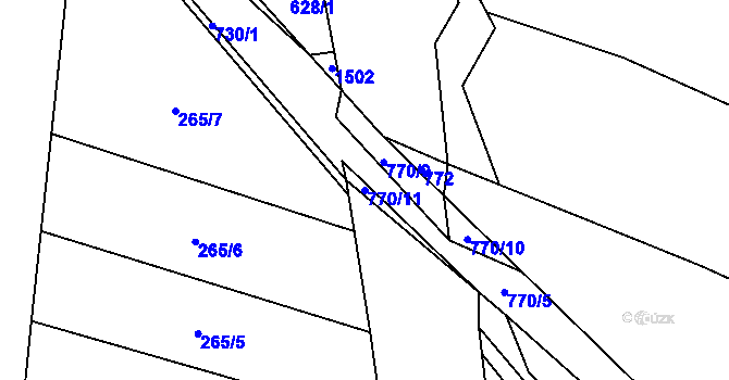 Parcela st. 770/11 v KÚ Vrbka u Roudníčku, Katastrální mapa