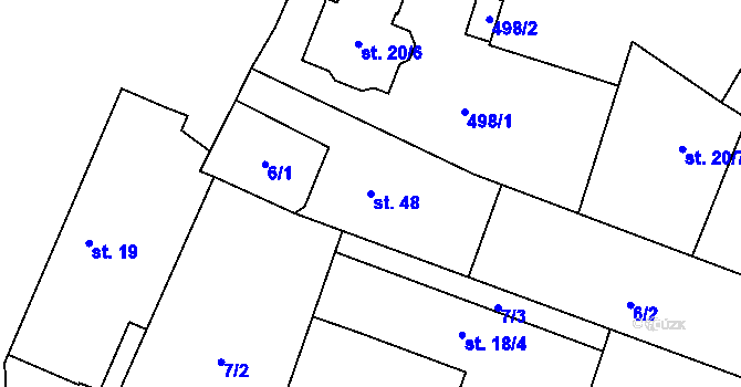 Parcela st. 48 v KÚ Roudnička, Katastrální mapa
