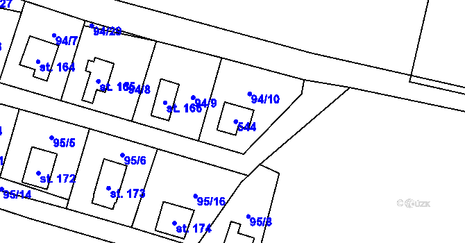Parcela st. 167 v KÚ Roudnička, Katastrální mapa