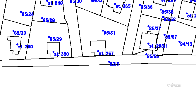 Parcela st. 267 v KÚ Roudnička, Katastrální mapa