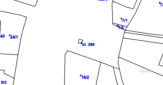 Parcela st. 289 v KÚ Roudnička, Katastrální mapa