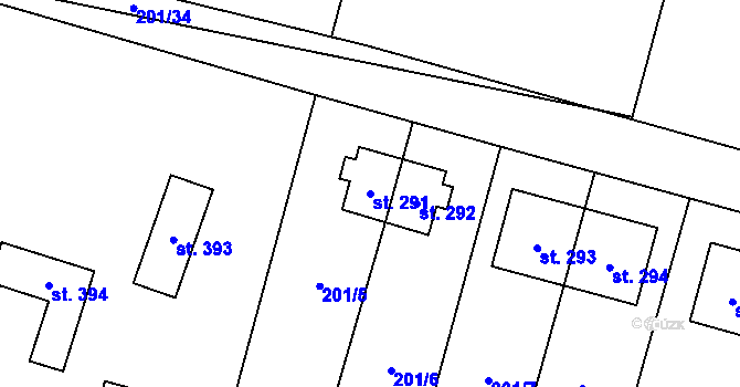 Parcela st. 291 v KÚ Roudnička, Katastrální mapa
