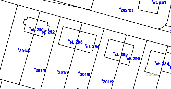 Parcela st. 294 v KÚ Roudnička, Katastrální mapa