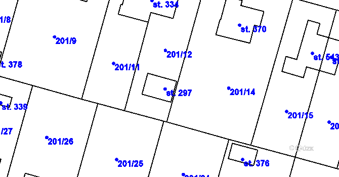 Parcela st. 298 v KÚ Roudnička, Katastrální mapa