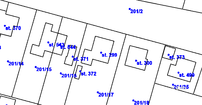 Parcela st. 299 v KÚ Roudnička, Katastrální mapa