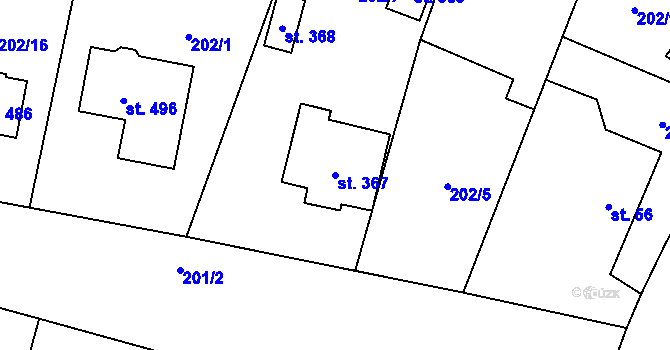Parcela st. 367 v KÚ Roudnička, Katastrální mapa