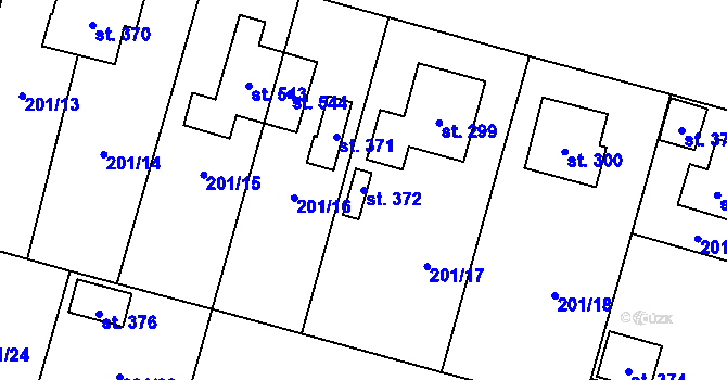 Parcela st. 372 v KÚ Roudnička, Katastrální mapa