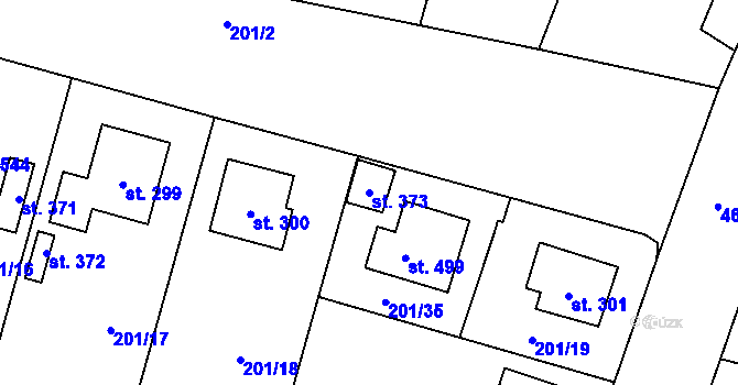 Parcela st. 373 v KÚ Roudnička, Katastrální mapa