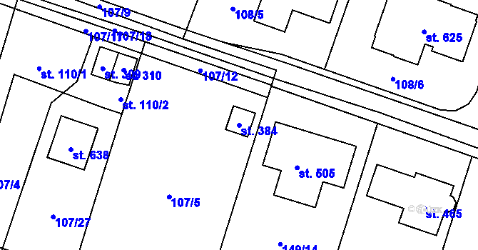 Parcela st. 384 v KÚ Roudnička, Katastrální mapa