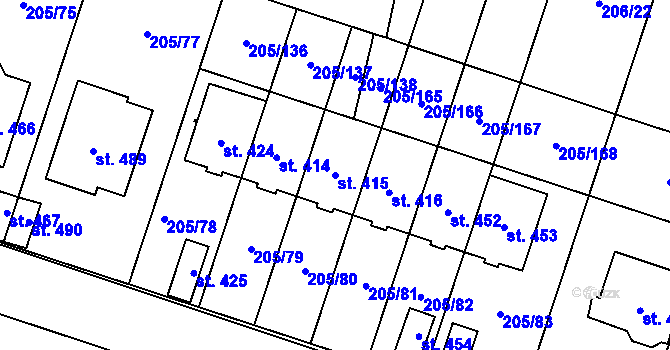 Parcela st. 415 v KÚ Roudnička, Katastrální mapa