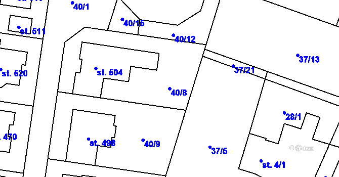 Parcela st. 40/8 v KÚ Roudnička, Katastrální mapa