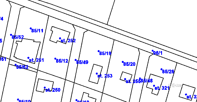 Parcela st. 85/19 v KÚ Roudnička, Katastrální mapa