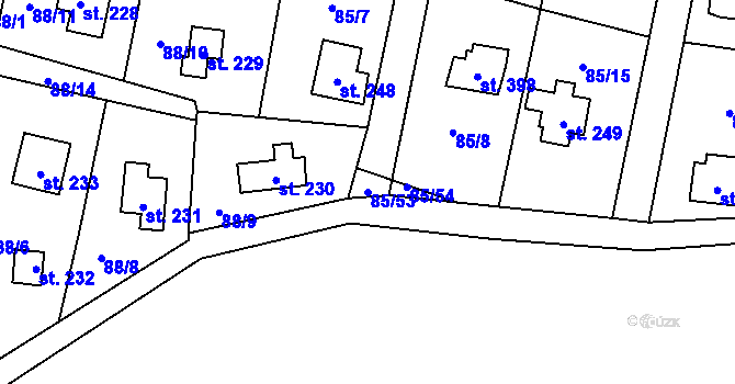 Parcela st. 85/53 v KÚ Roudnička, Katastrální mapa