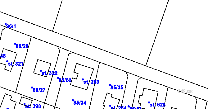 Parcela st. 96/3 v KÚ Roudnička, Katastrální mapa