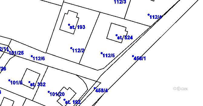 Parcela st. 112/5 v KÚ Roudnička, Katastrální mapa