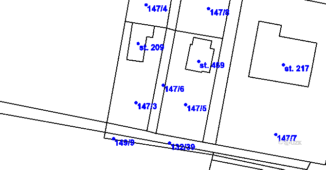 Parcela st. 147/6 v KÚ Roudnička, Katastrální mapa