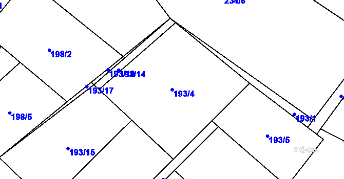 Parcela st. 193/4 v KÚ Roudnička, Katastrální mapa