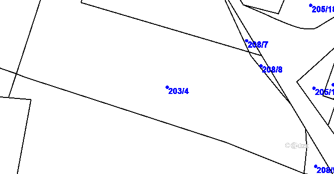 Parcela st. 203/4 v KÚ Roudnička, Katastrální mapa
