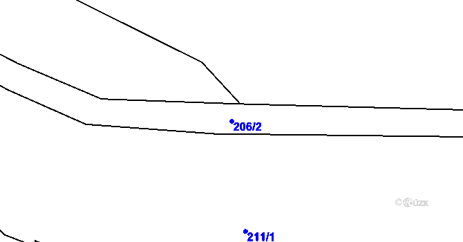 Parcela st. 206/2 v KÚ Roudnička, Katastrální mapa
