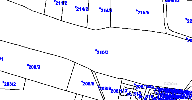 Parcela st. 210/3 v KÚ Roudnička, Katastrální mapa