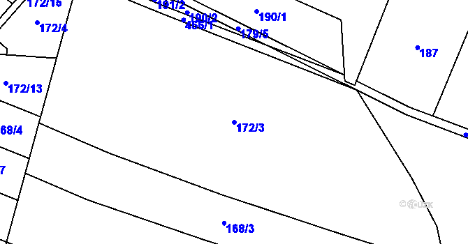 Parcela st. 172/3 v KÚ Roudnička, Katastrální mapa