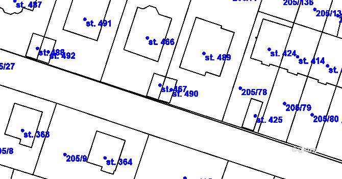 Parcela st. 490 v KÚ Roudnička, Katastrální mapa