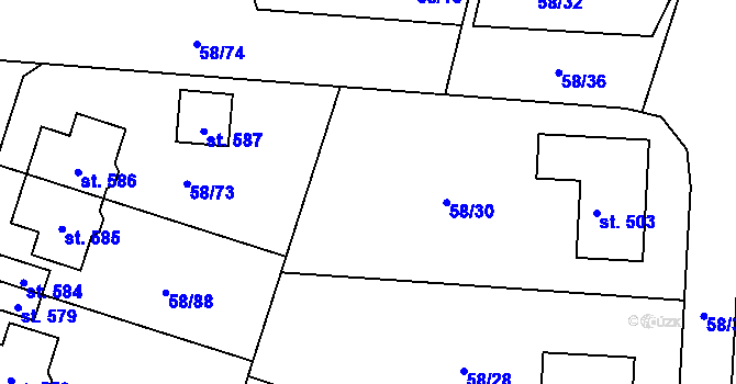 Parcela st. 68/4 v KÚ Roudnička, Katastrální mapa