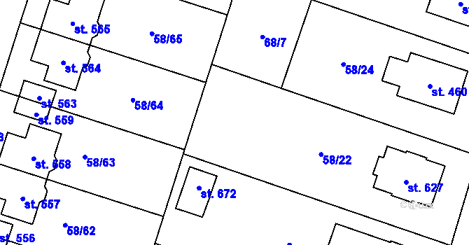 Parcela st. 68/8 v KÚ Roudnička, Katastrální mapa
