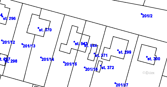 Parcela st. 544 v KÚ Roudnička, Katastrální mapa