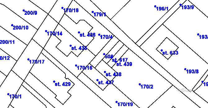 Parcela st. 508 v KÚ Roudnička, Katastrální mapa