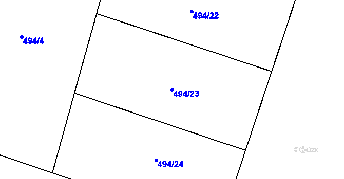 Parcela st. 494/23 v KÚ Roudnička, Katastrální mapa