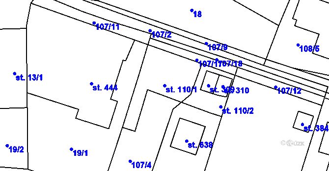 Parcela st. 110/1 v KÚ Roudnička, Katastrální mapa