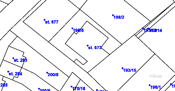 Parcela st. 673 v KÚ Roudnička, Katastrální mapa