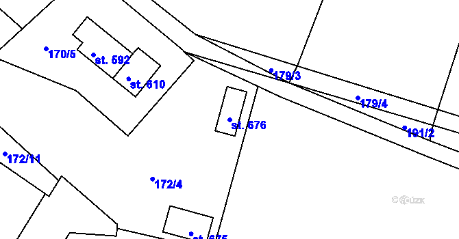 Parcela st. 676 v KÚ Roudnička, Katastrální mapa