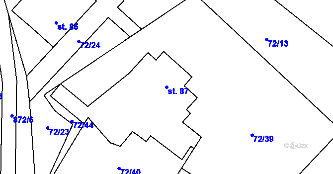 Parcela st. 87 v KÚ Roudníky, Katastrální mapa