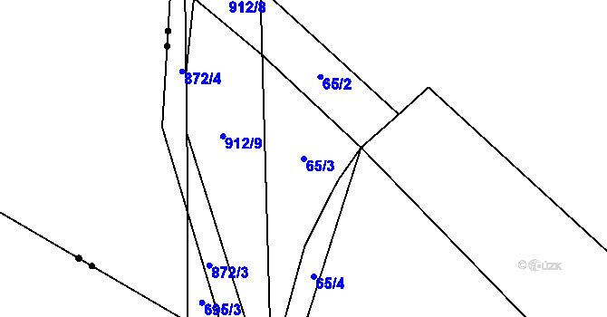 Parcela st. 65/3 v KÚ Roudníky, Katastrální mapa
