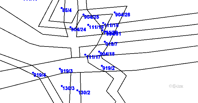 Parcela st. 904/18 v KÚ Roudníky, Katastrální mapa