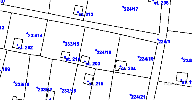 Parcela st. 224/18 v KÚ Roudníky, Katastrální mapa