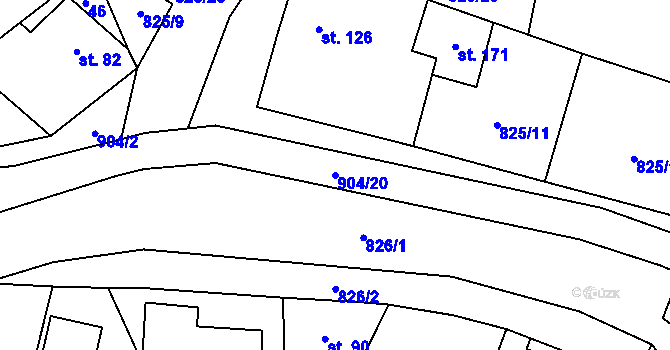 Parcela st. 904/20 v KÚ Roudníky, Katastrální mapa
