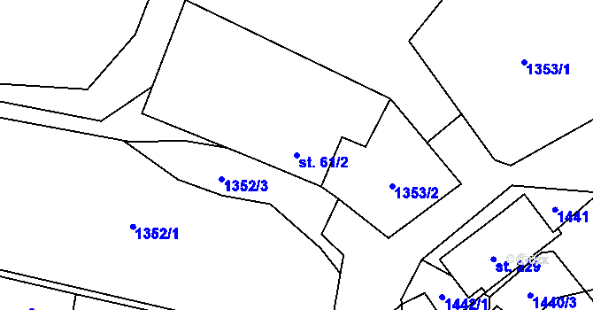 Parcela st. 61/2 v KÚ Roudno, Katastrální mapa