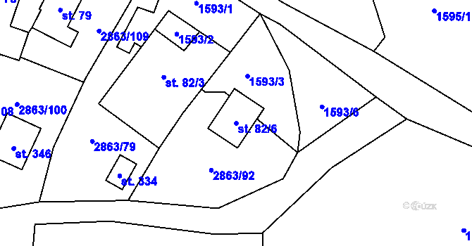 Parcela st. 82/6 v KÚ Roudno, Katastrální mapa