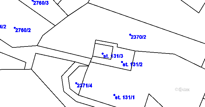 Parcela st. 131/3 v KÚ Roudno, Katastrální mapa